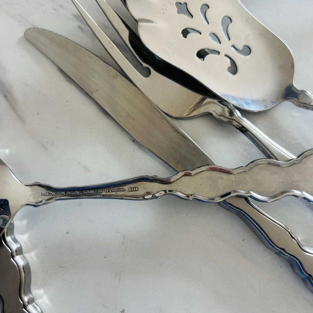 Oneida VALERIE Stainless Distinction Deluxe HH Serving Set Flatware Lot of 9